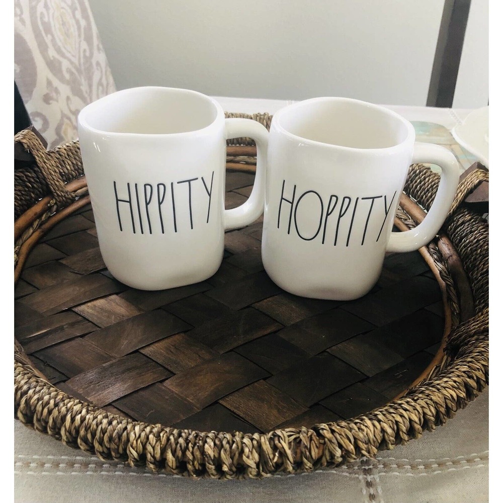 RAE DUNN EASTER HIPPITY HOPPITY COFFEE MUGS SET 2